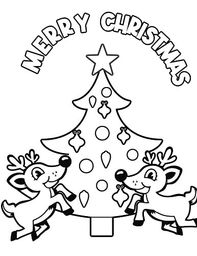 Christmas reindeer coloring page 