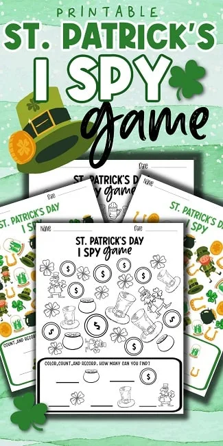 St. Patrick's I SPY activity sheets to print