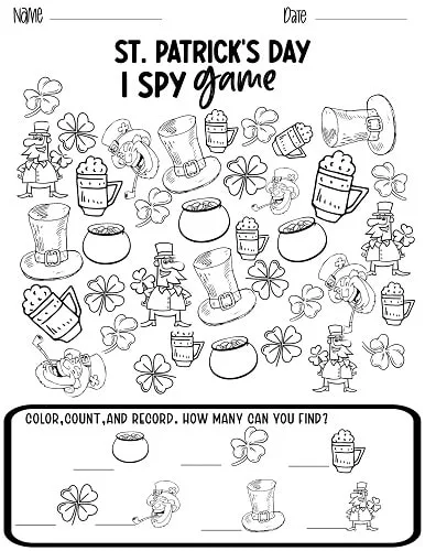 St. Patrick's I SPY printable game free