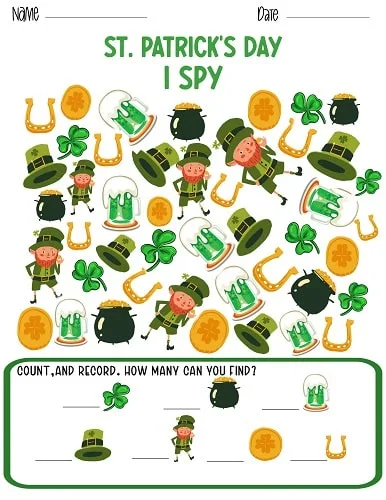 St. Patrick's Day I SPY Printable – Cenzerely Yours