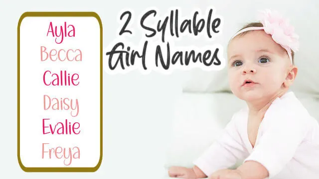 pretty 2 syllable girl names on a list with picture of baby girl with flower in hair