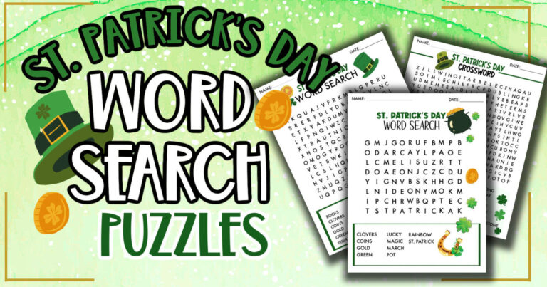 Free St. Patrick's Day Word Search Puzzles printable