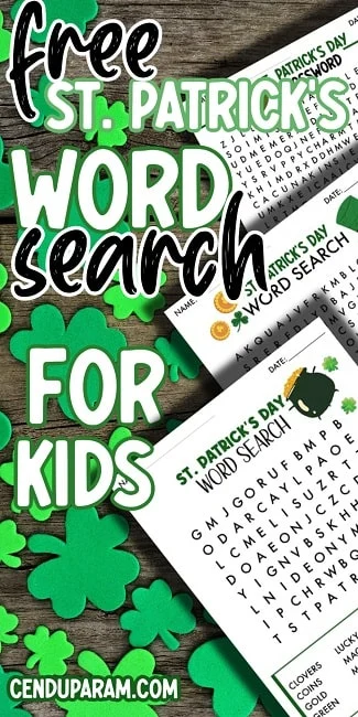 St. Patrick’s Day Word Search FREE printables