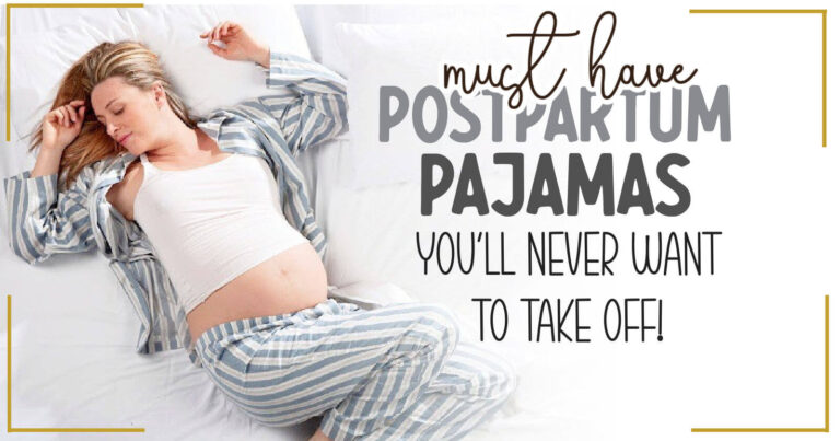 pregnant woman sleeping in postpartum maternity pajamas