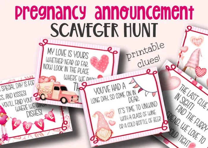 pregnancy announcement scavenger hunt riddles to print