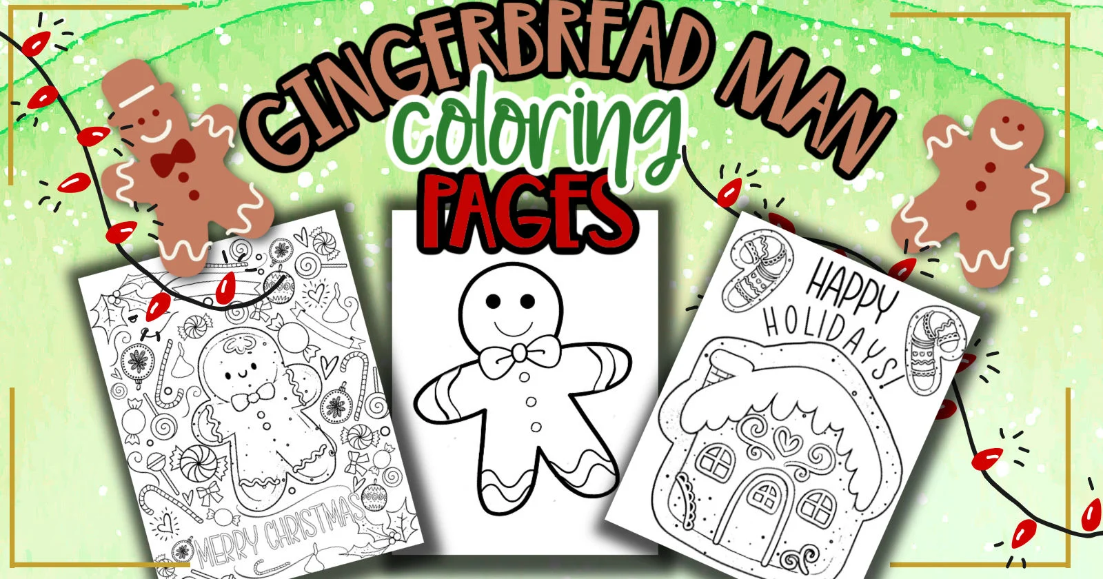 cute and free gingerbread man Christmas coloring pages to print