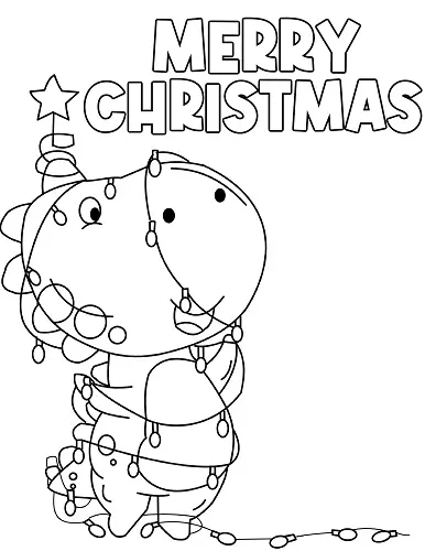 cute Christmas tree rex coloring page