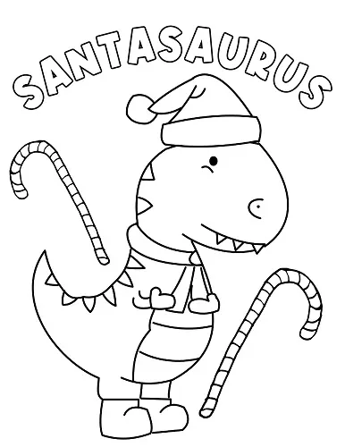 Christmas Tyrannosaurus Rex Coloring Page