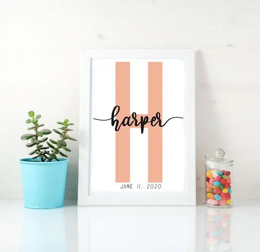 baby's name initial art print