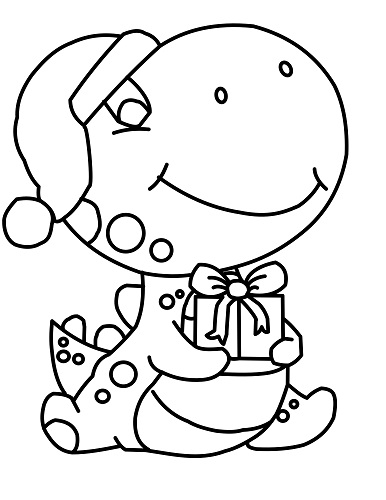 cute Christmas dinosaur coloring page