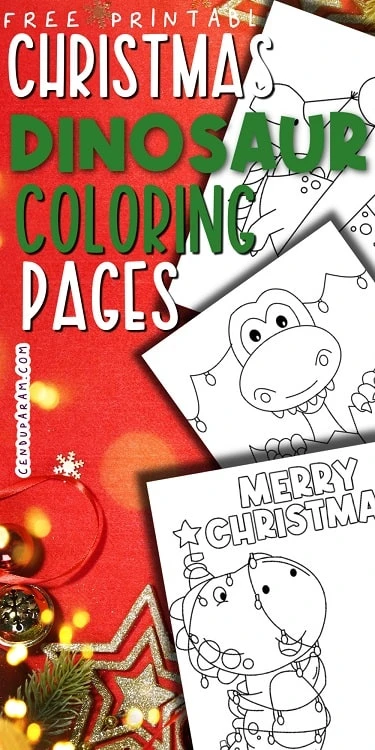 collection of free printable Christmas dinosaur coloring pages