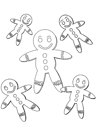 5 small gingerbread man coloring page