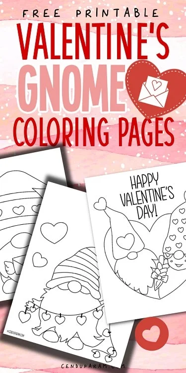 happy valentines day gnome coloring pages printable