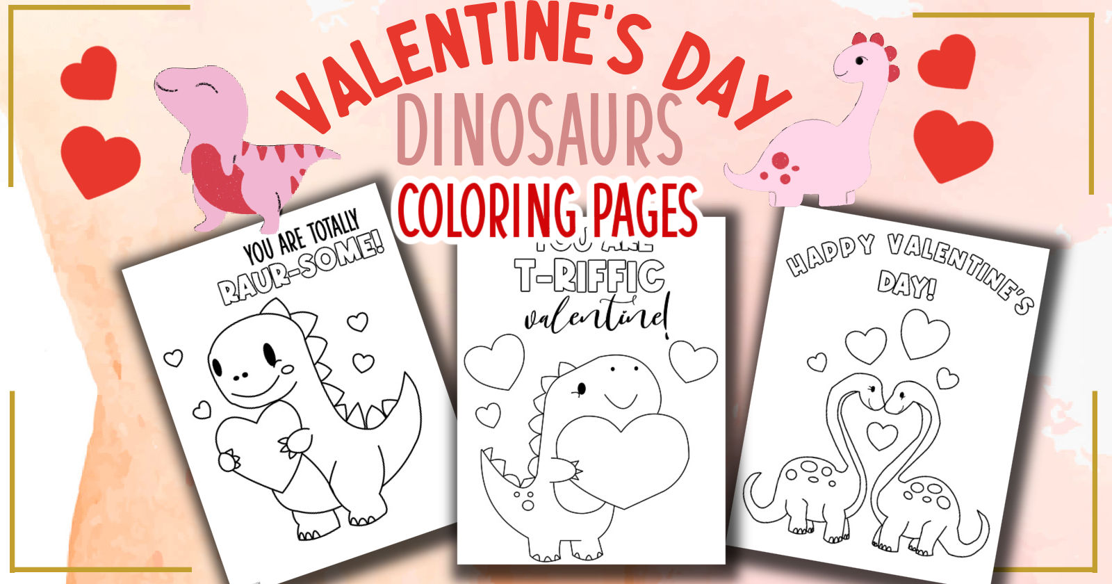images of free Valentines day dinosaur coloring pages