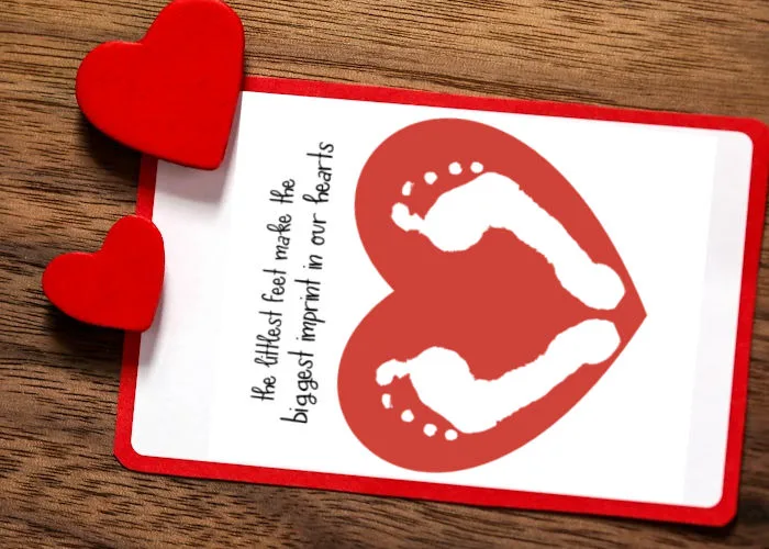 Valentine's Day footprint craft for toddlers