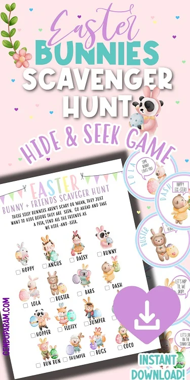 Easy Easter scavenger hunt game for preschool and kindergarten and toddlers