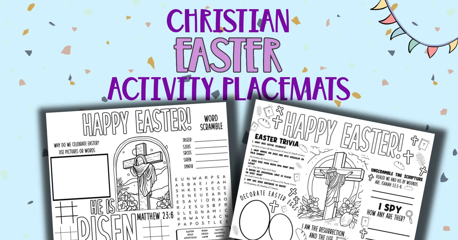 Christian Easter Activity Placemat Sheets Printable