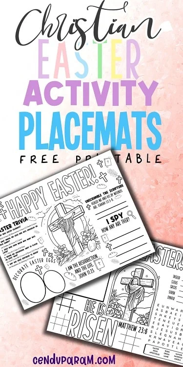 printable Christian Easter Activity Placemats for kids