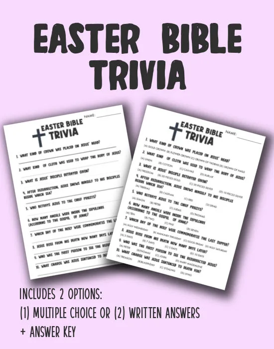 Christian Easter Bible Trivia printable 