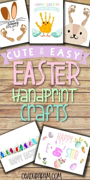 flat lay of Easter handprint and footprint craft templates on table