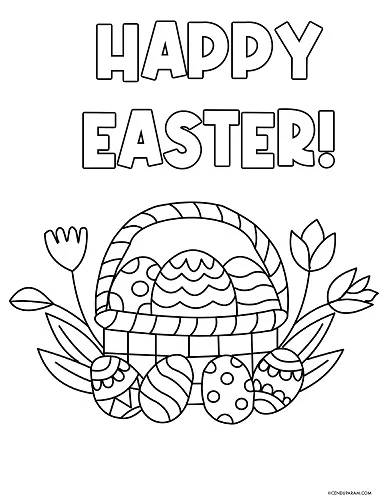 Happy Easter basket coloring page