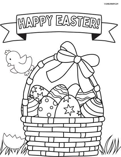 basket of easter eggs coloring page