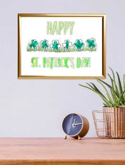 Happy St. Patrick's Day fingerprint painting craft for preschool