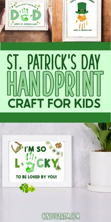 collage of easy to do St. Patrick's Day handprint art for toddlers