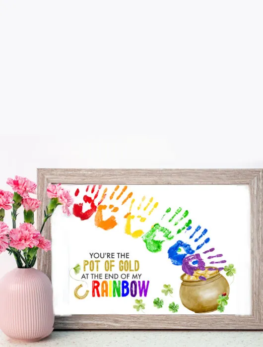 St. Patrick's Day pot of gold handprint art for toddlers