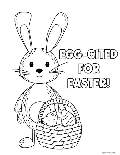 cute Easter bunny holding basket coloring page