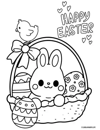 bunny in Easter basket coloring page