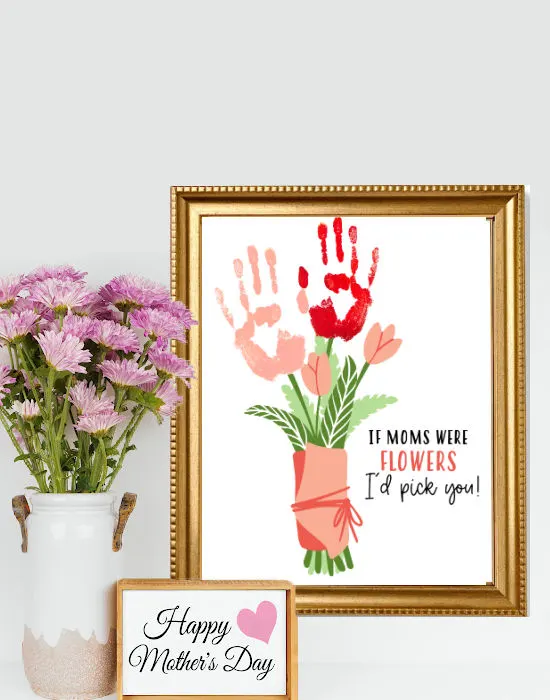 flower bouquet Mother's Day handprint craft idea