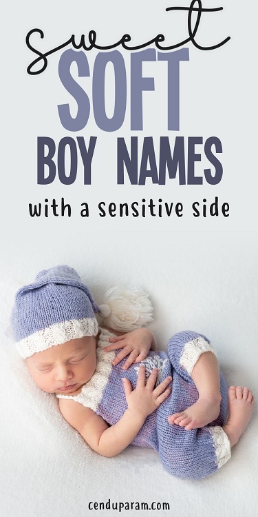 infant baby boy wearing knitted suit and sleeping and title sweet soft boy names with meanings