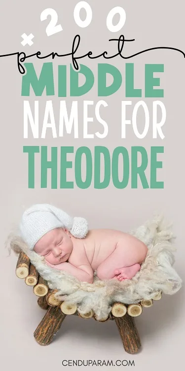 cute baby sleeping on wooden crib and title +200 perfect middle names for Theodore