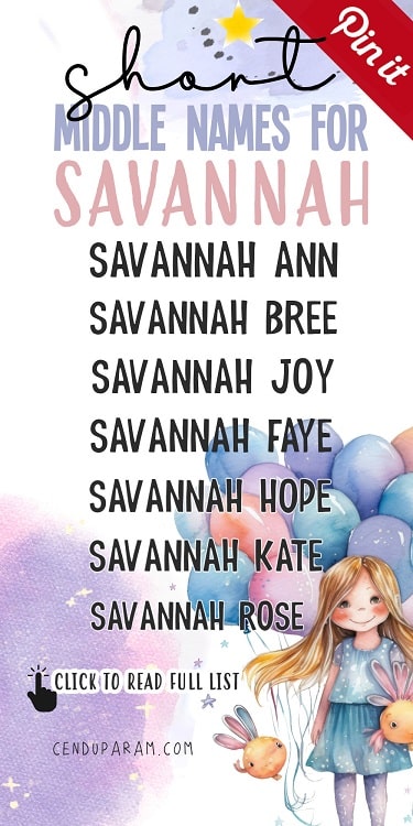 list of short middle names for Savannah