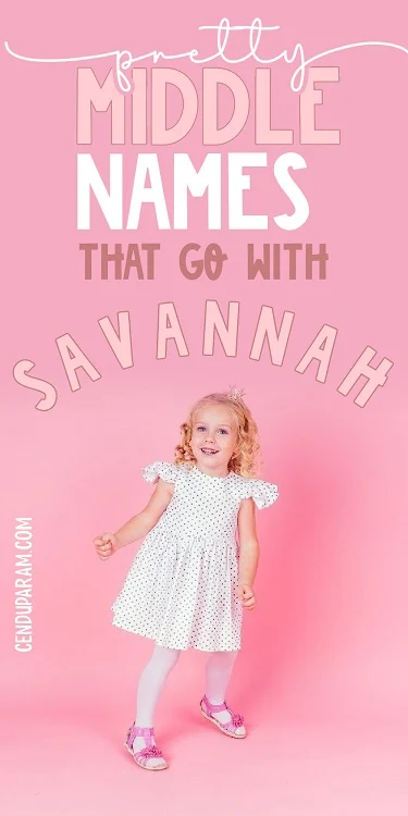 cute little girl in white dress smiling nad title pretty middle names that go with Savannah