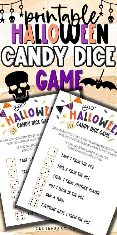 Halloween Dice Candy Game printable pdf