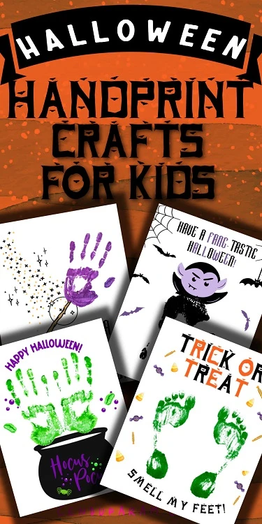 mock up of cute Halloween Handprint Art ideas for toddlers and preschool 