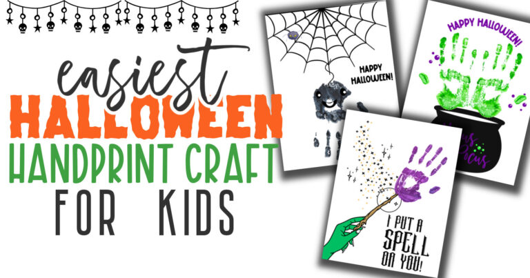 collage of cute Halloween handprint craft ideas
