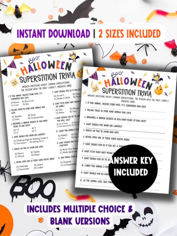 Halloween superstitions trivia game printable with answer key
