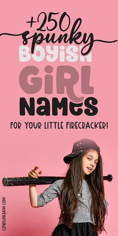 cute tomboyish little girl with backwards cap holding baseball bat and title spunky boyish girl names for your little firecracker