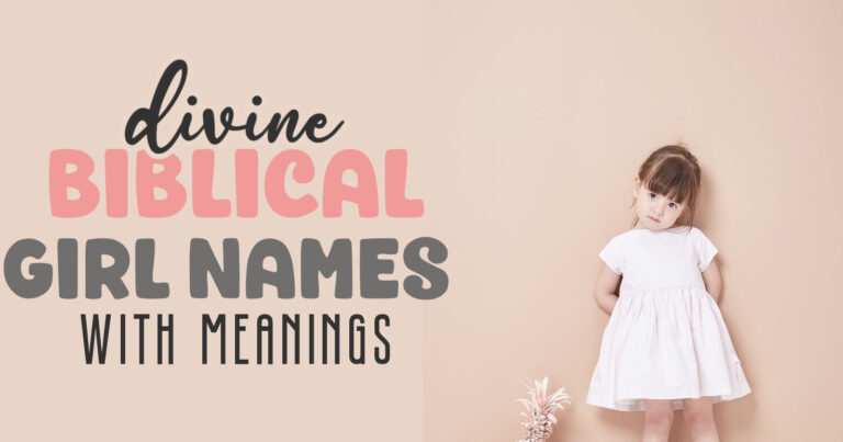 cute little girl in white dress and title divine biblical baby girl names