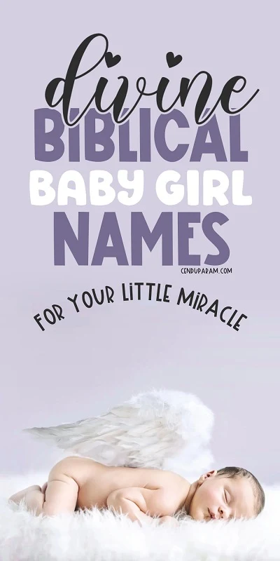 adorable sleeping on clouds infant girl with angel wings and title divine Biblical Baby Girl Names for your little miracle