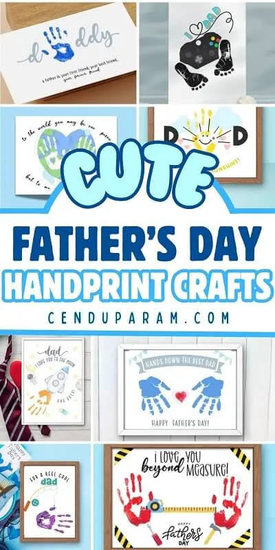 collage of Father's Day handprint craft ideas