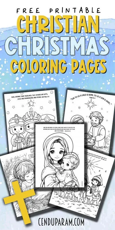 mock up of Christian christmas coloring pages printable pdf sheets