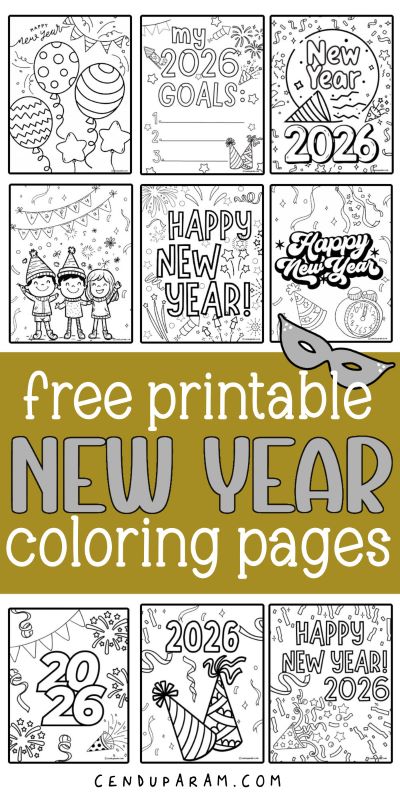 mock up of free new years coloring activities for kids 