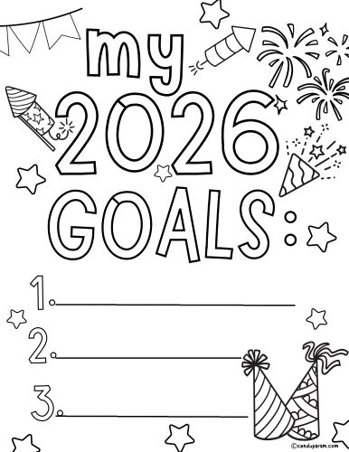 fun new years resolution coloring worksheet for kids