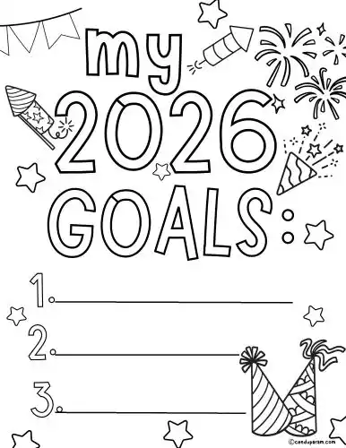 fun new years resolution coloring worksheet for kids
