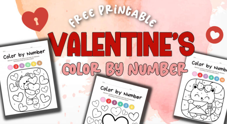 free preschool color by number worksheets for valentine's day