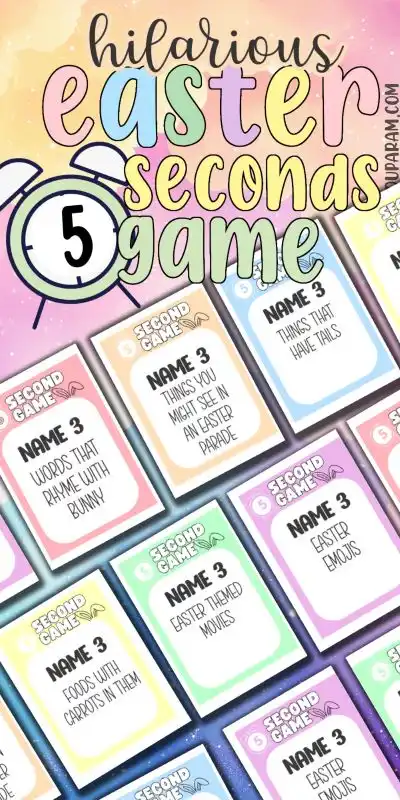collage of fun Easter 5 second game questions.